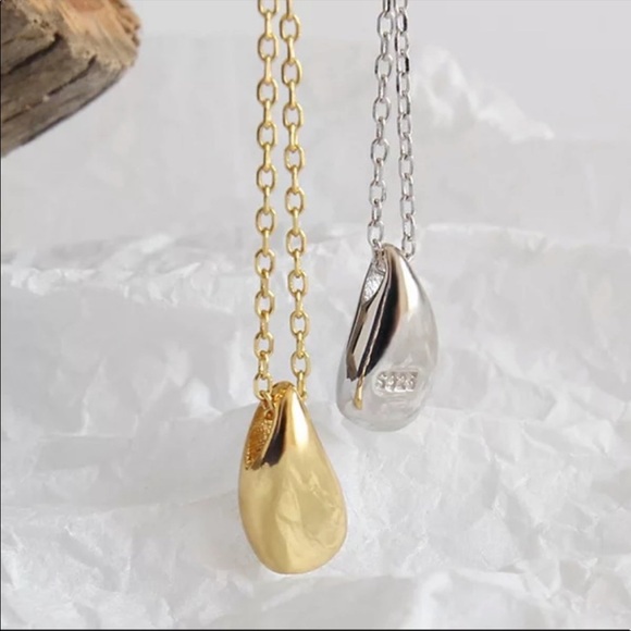 925 STERLING SILVER WATERDROP NECKLACE, NICE NECKLACE, CUTE NECKLACE - Picture 4 of 4